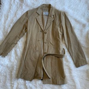 Real suede mid length blazer